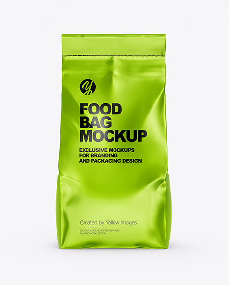 Download Metallic Food Bag Mockup In Bag Sack Mockups On Yellow Images Object Mockups