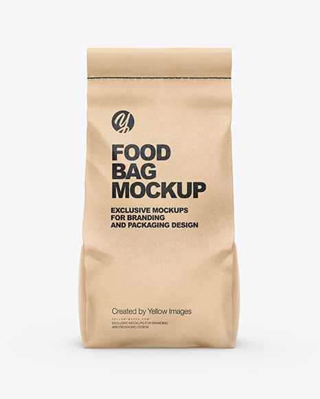 Download Kraft Paper Food Bag Mockup In Bag Sack Mockups On Yellow Images Object Mockups