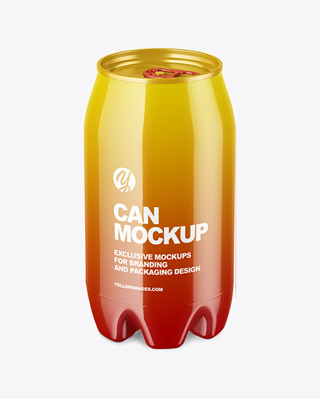 Download Glossy Pet Can Mockup In Can Mockups On Yellow Images Object Mockups