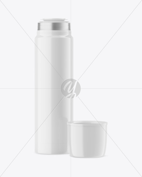 Download Opened Metallic Thermos Mockup In Bottle Mockups On Yellow Images Object Mockups