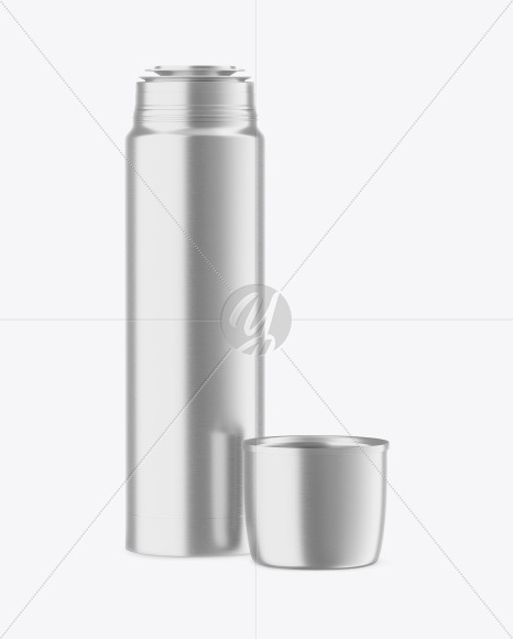 Download Opened Metallic Thermos Mockup In Bottle Mockups On Yellow Images Object Mockups