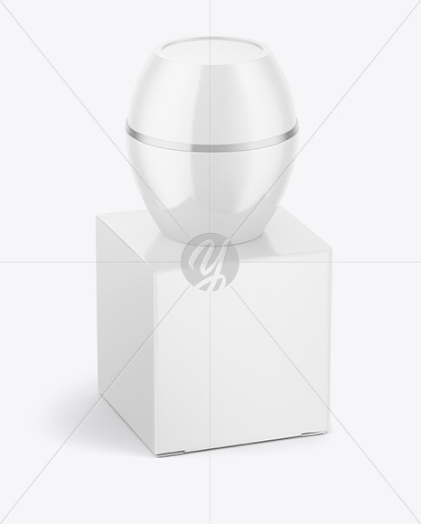 Glossy Cosmetic Jar with Paper Box Mockup PSD #1