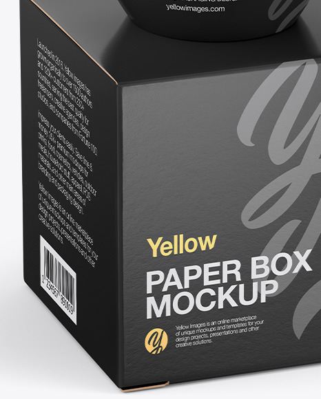 Glossy Cosmetic Jar With Paper Box Mockup In Jar Mockups On Yellow Images Object Mockups