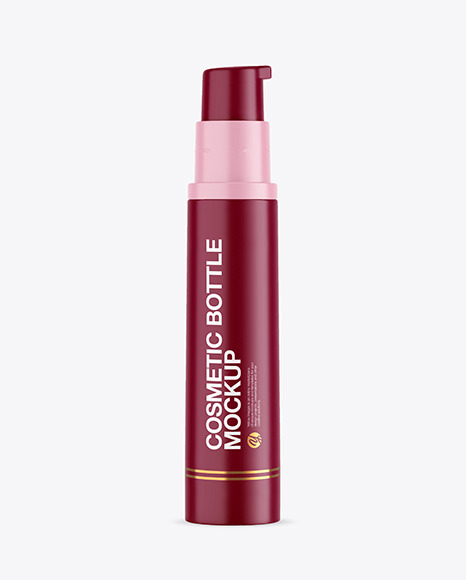 Matte Cosmetic Bottle with Pump Mockup