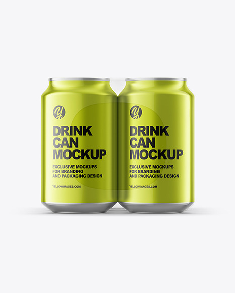 6 Pack Metallic Cans Mockup - Free Download Images High Quality PNG, JPG