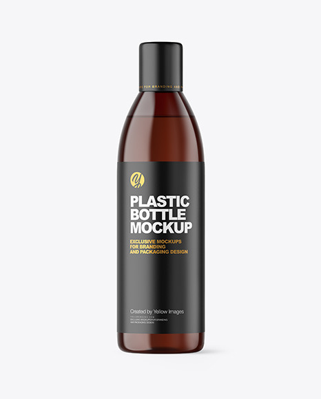 Amber Plastic Bottle Mockup