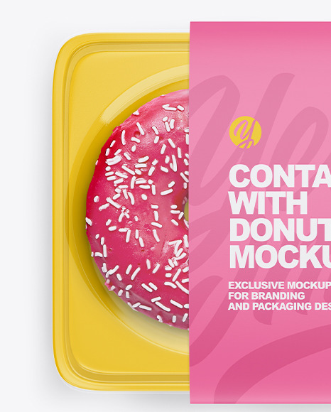 Download Container With Donuts Mockup In Tray Platter Mockups On Yellow Images Object Mockups