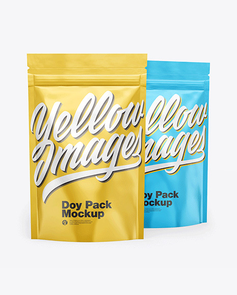 Two Glossy Metallic Stand-Up Pouches Mockup