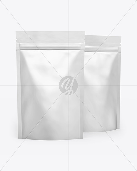 Download Two Matte Metallic Stand Up Pouches Mockup In Pouch Mockups On Yellow Images Object Mockups