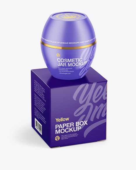 Matte Cosmetic Jar with Paper Box Mockup PSD #2