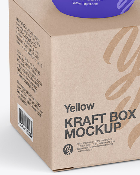 Matte Cosmetic Jar With Kraft Box Mockup In Jar Mockups On Yellow Images Object Mockups