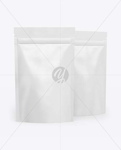 Download Two Textured Stand Up Pouches Mockup In Pouch Mockups On Yellow Images Object Mockups