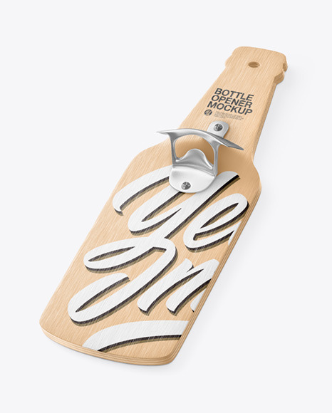 Bottle Opener with Wooden Holder Mockup