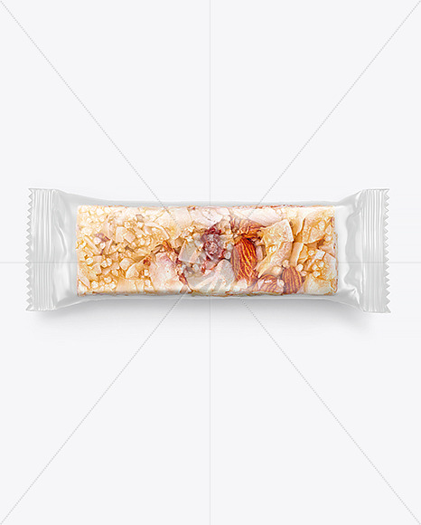 Muesli Bar With Strawberries Mockup In Flow Pack Mockups On Yellow Images Object Mockups