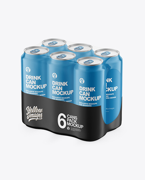 6 Pack Matte Cans Mockup PSD #2