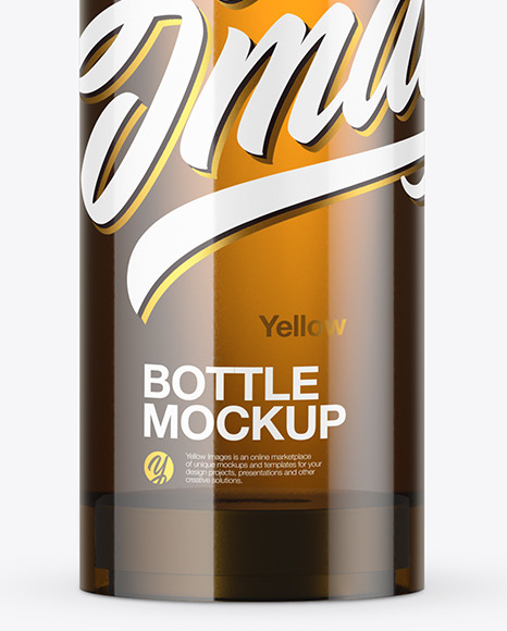 Amber Glass Cosmetic Bottle with Pump Mockup PSD #6