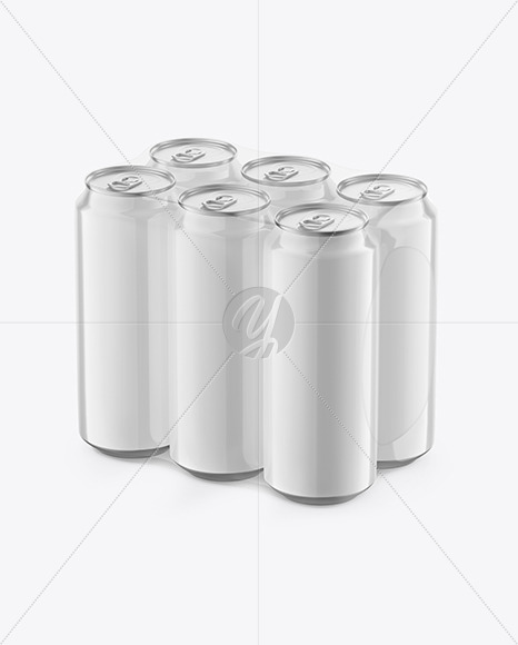 Download 6 Pack Glossy Cans Mockup Free Mockups