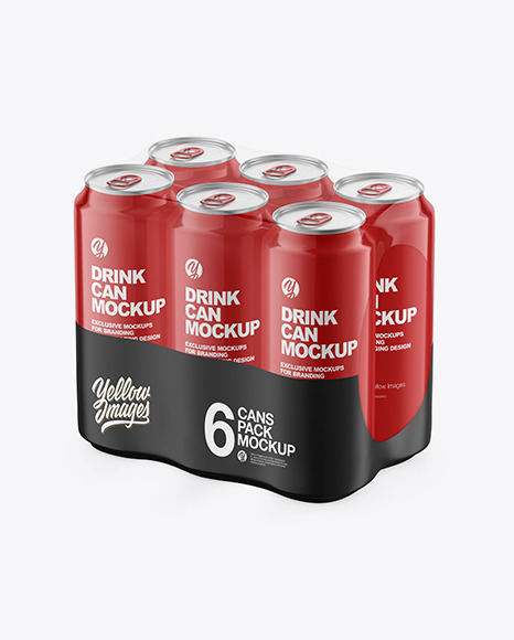 Download 6 Pack Glossy Cans Mockup In Can Mockups On Yellow Images Object Mockups