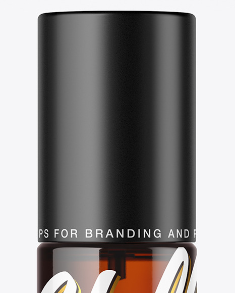 Dark Amber Glass Cosmetic Bottle with Pump Mockup PSD #6