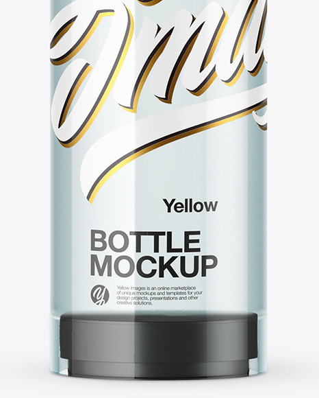 Download Blue Glass Cosmetic Bottle with Pump Mockup in Bottle Mockups on Yellow Images Object Mockups