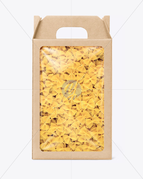 Kraft Box with Farfalle Pasta Mockup PSD #1