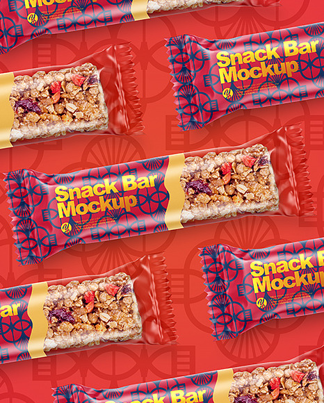 Download Muesli Bar With Strawberries Mockup In Flow Pack Mockups On Yellow Images Object Mockups