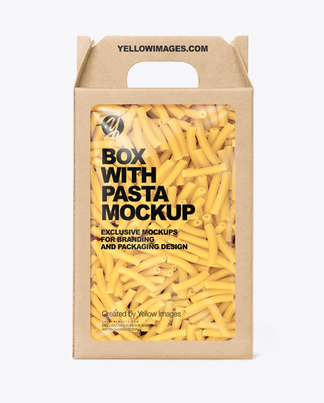 Download Kraft Box With Tortiglioni Pasta Mockup In Box Mockups On Yellow Images Object Mockups