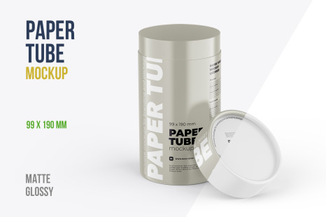 Opened Paper Tube Mockup 99x190mm
