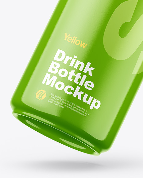 Download Fly Glossy Drink Bottle Mockup In Bottle Mockups On Yellow Images Object Mockups