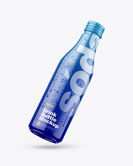 Fly Glossy Drink Bottle w/ Drops Mockup