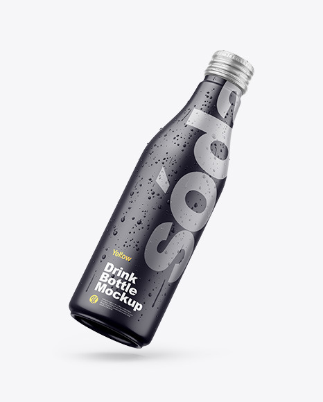 Download Fly Matte Drink Bottle W Drops Mockup In Bottle Mockups On Yellow Images Object Mockups