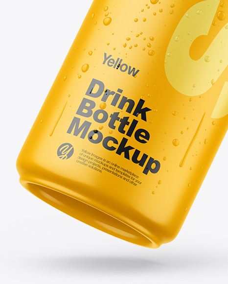 Download Fly Matte Drink Bottle W Drops Mockup In Bottle Mockups On Yellow Images Object Mockups