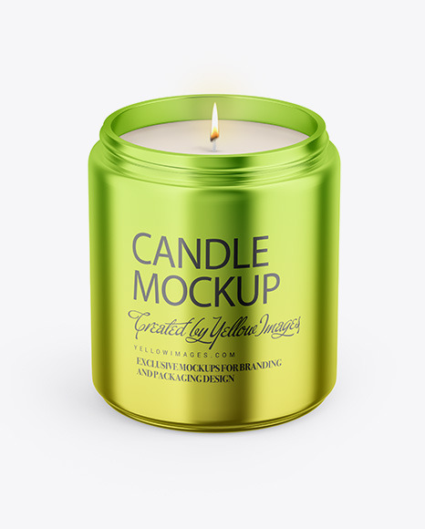 Glossy Metallic Candle Mockup