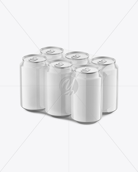 Download 6 Pack Glossy Cans Mockup Free Mockups