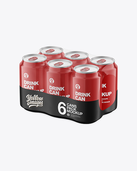 Download 6 Pack Glossy Cans Mockup In Can Mockups On Yellow Images Object Mockups