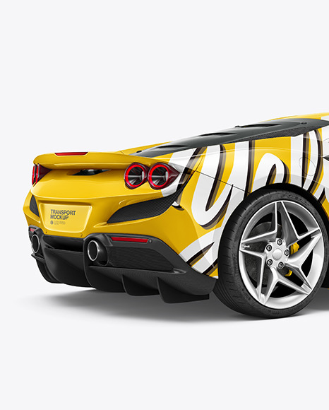 Download Sport Car Mockup Back Half Side View In Vehicle Mockups On Yellow Images Object Mockups