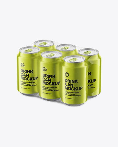 6 Pack Metallic Cans Mockup
