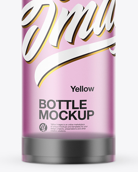 Frosted Glass Cosmetic Bottle with Pump Mockup PSD #6