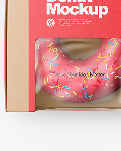 Download Kraft Box With Donut Mockup In Box Mockups On Yellow Images Object Mockups