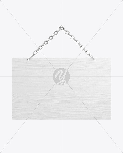 Wooden Sign w Metallic Chain Mockup PSD #3