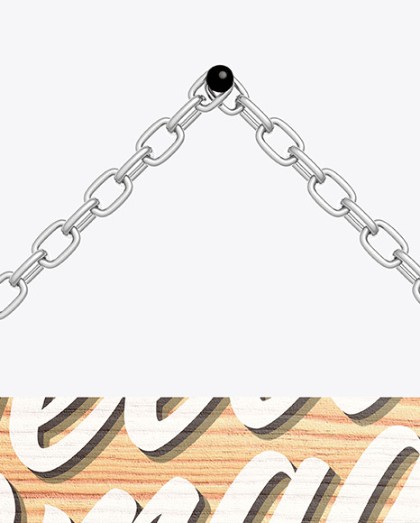 Wooden Sign w Metallic Chain Mockup PSD #1