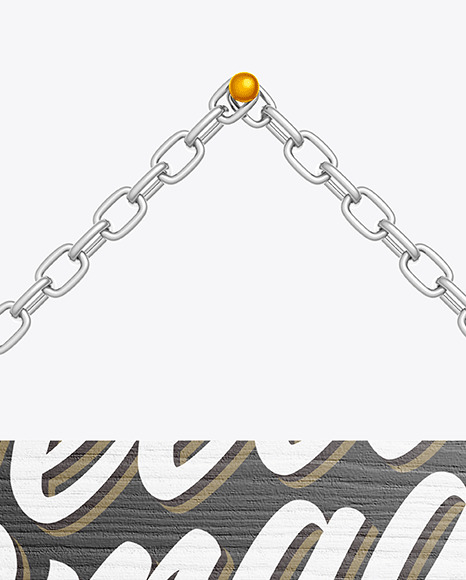 Wooden Sign w Metallic Chain Mockup PSD #5