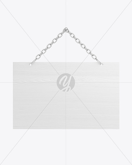 Wooden Sign w Metallic Chain Mockup PSD #3