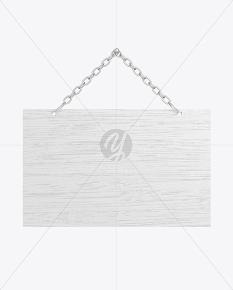 Wooden Sign w Metallic Chain Mockup PSD #3