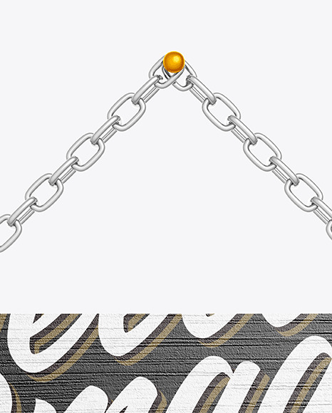 Wooden Sign w Metallic Chain Mockup PSD #5
