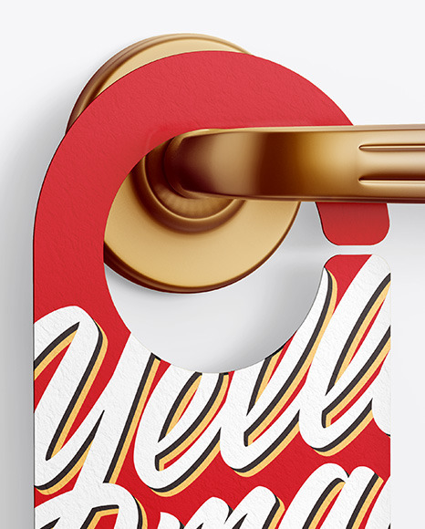 Paper Door Hanger Mockup PSD #6