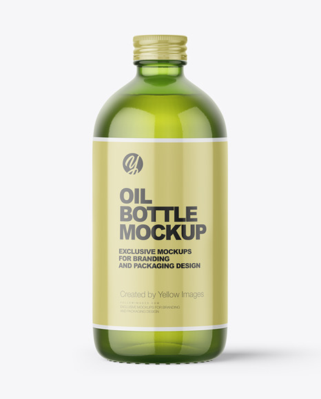 Green Glass Bottle With Olive Oil Mockup PSD #2