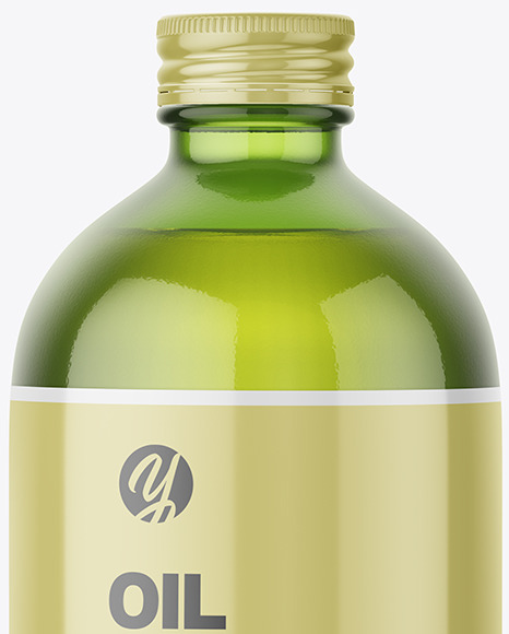 Green Glass Bottle With Olive Oil Mockup PSD #7