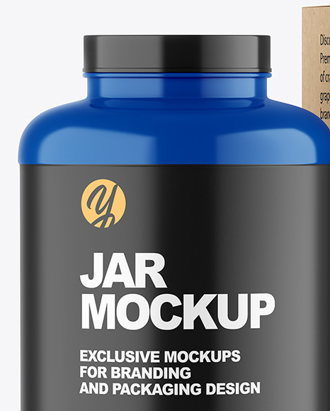 Glossy Plastic Jar with Kraft Box Mockup PSD #4