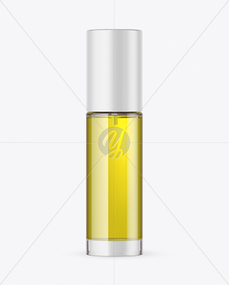 Clear Glass Cosmetic Bottle with Pump   Oil Mockup PSD #1